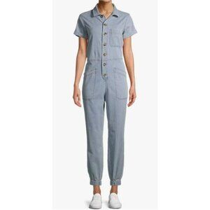 Women's No Boundaries Junior's Light Wash One-Piece Boiler Jump Suit Romper XS
